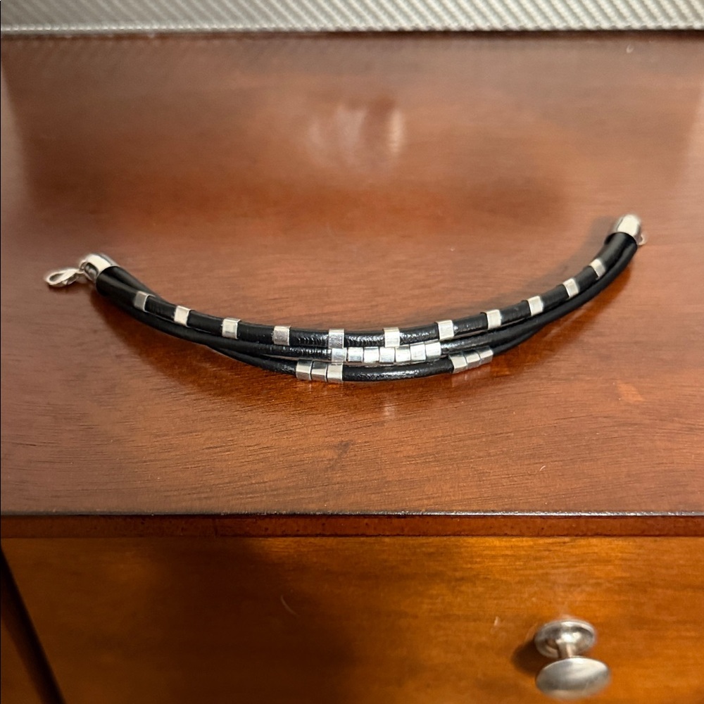 Men's Black and Silver Bracelet